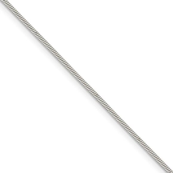 1.2mm Sterling Silver, Round Solid Snake Chain Necklace, 20 Inch - Picture 1 of 8